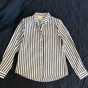 Elie Tahari Cream and Black Striped Shirt